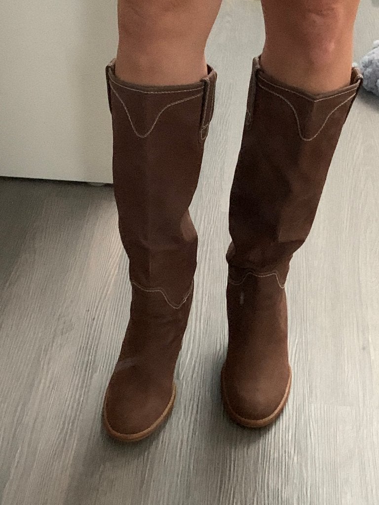 G-Star bruine leren hoge cowboylaarzen laars maat 40 hak 8cm, Hoge laarzen, Bruin, Nieuw, Ophalen of Verzenden