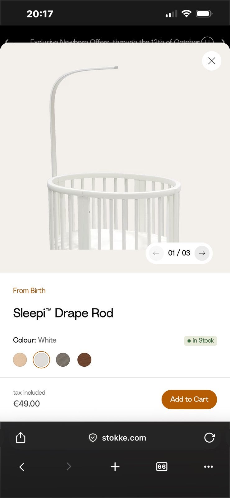 Stokke Sleepi Bed Hemelstang Wit - Zo goed als nieuw, Ophalen, Zo goed als nieuw