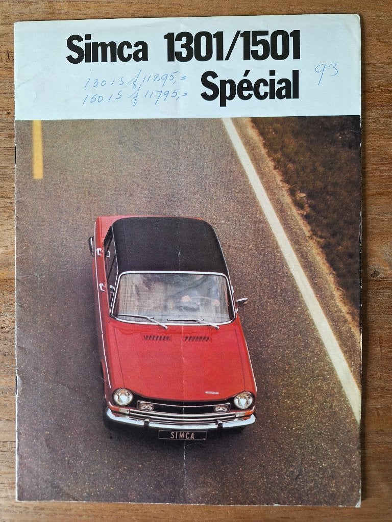 Simca 1301 1501 Special brochure folder uit 1974, Ophalen of Verzenden, Gelezen, Overige merken