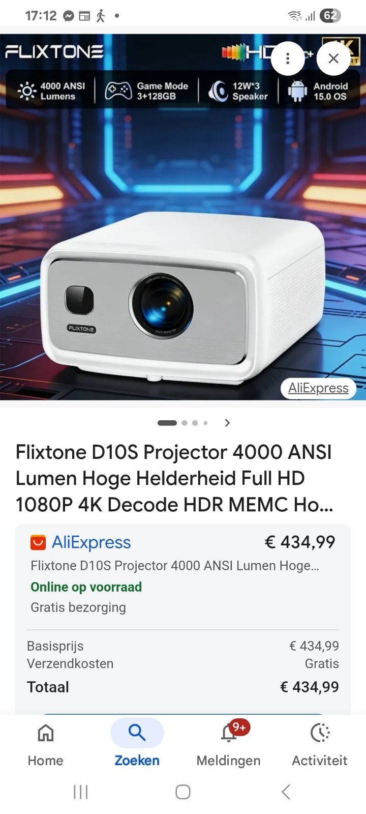 Flixstone D10S Beamer - Slechts 1 weekend, Audio, Tv en Foto, Beamers, Ophalen of Verzenden, Zo goed als nieuw, LCD, Full HD (1080)