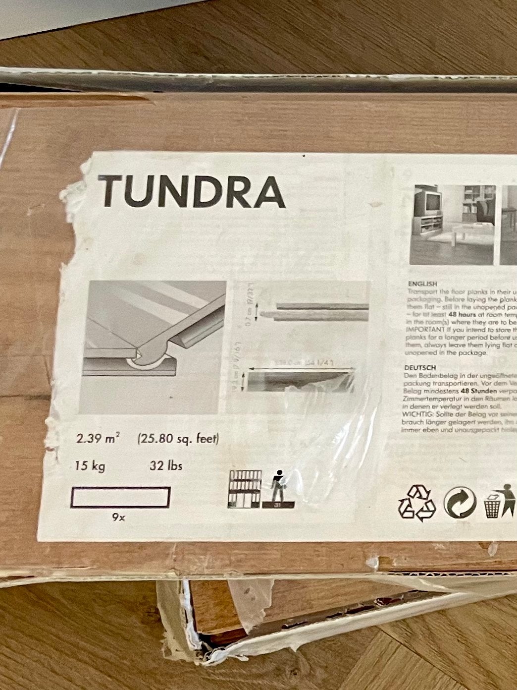 3 pakken IKEA Tundra Laminaat Vloerdelen, Ophalen, Nieuw, 5 tot 10 m², Hout