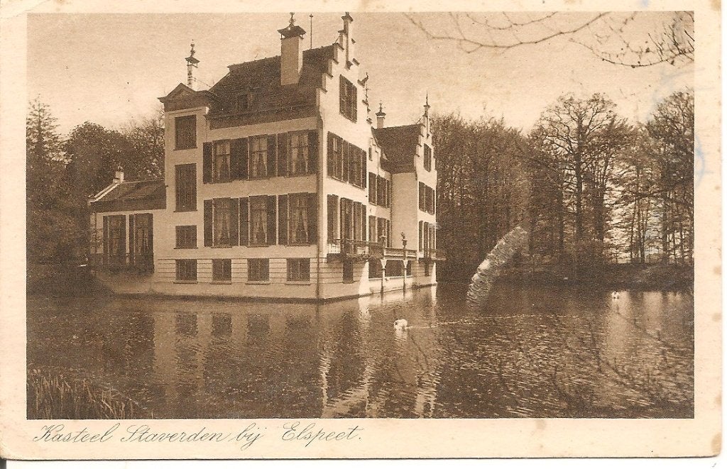 Oude Ansichtkaart Kasteel Staverden bij Elspeet, Ophalen of Verzenden, 1920 tot 1940, Gelopen, Gelderland
