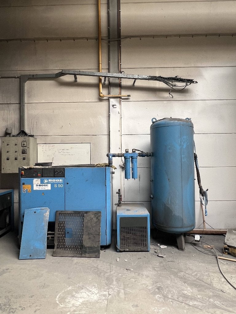 Complete set: BOGE S 50 Schroefcompressor + Droger + Ketel, Ophalen, Gebruikt, 800 liter/min of meer, 10 bar of meer