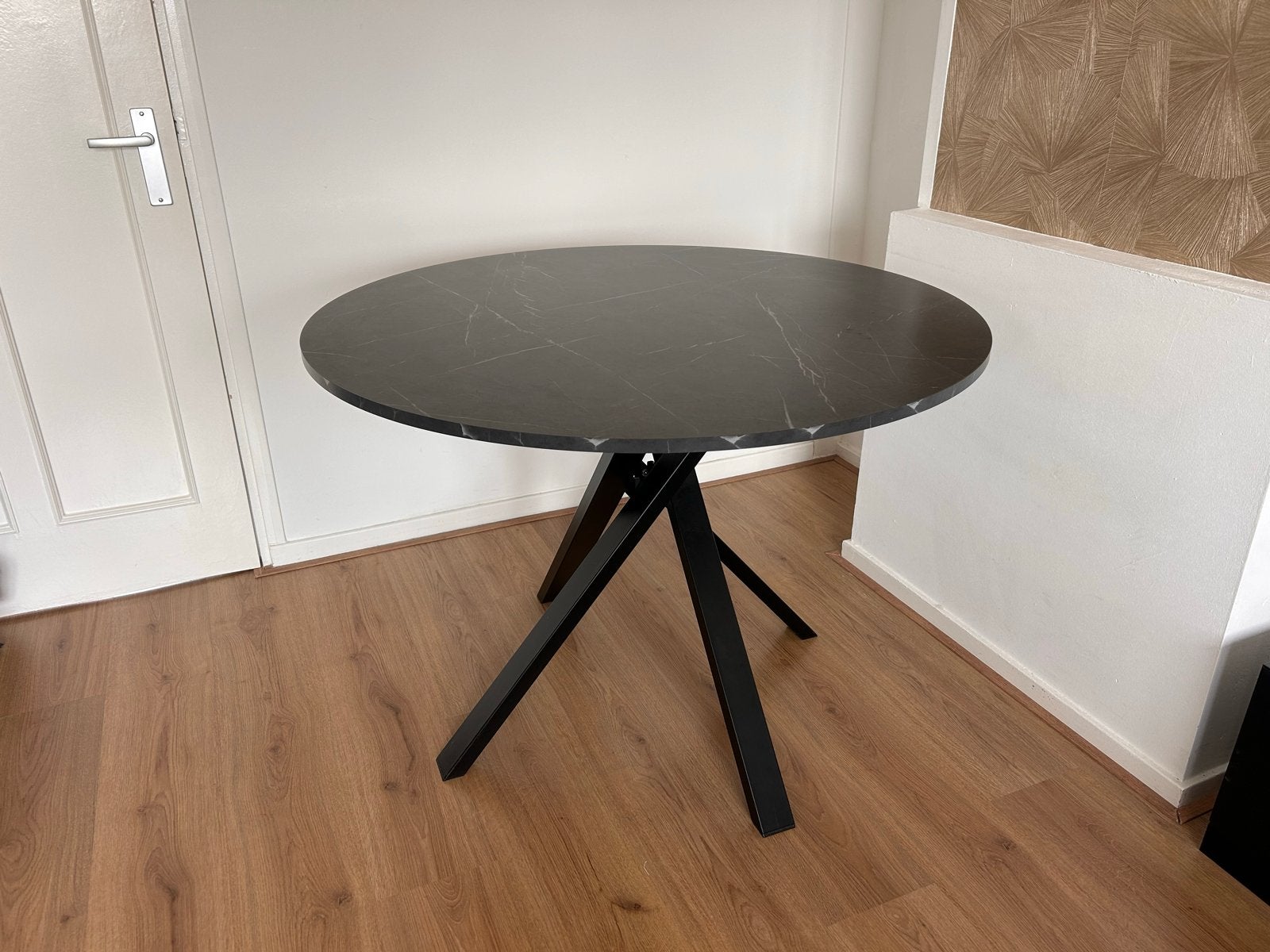 Ronde eettafel met marmerlook blad, Ophalen, Overige materialen, Gebruikt, Rond