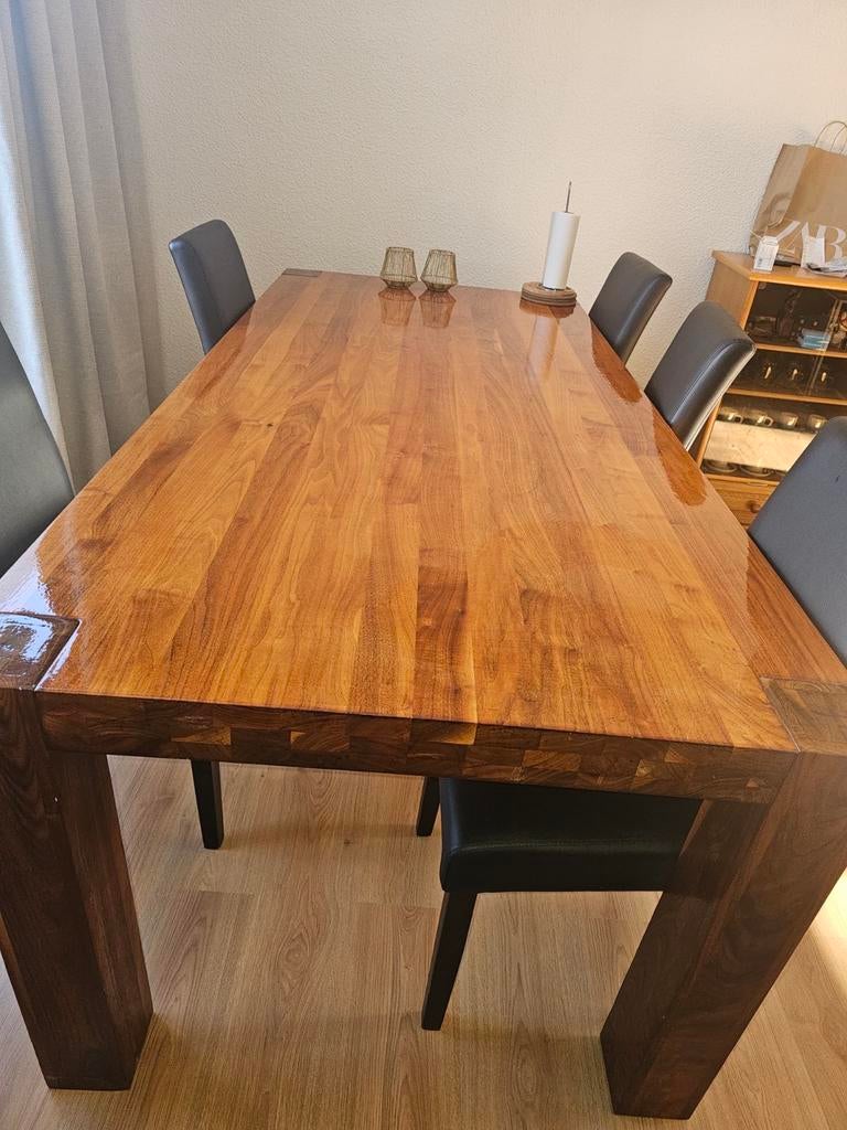 Massieve eettafel met (6 stoelen zijn gratis), Huis en Inrichting, Tafels | Eettafels, Ophalen, 50 tot 100 cm, Vijf personen of meer