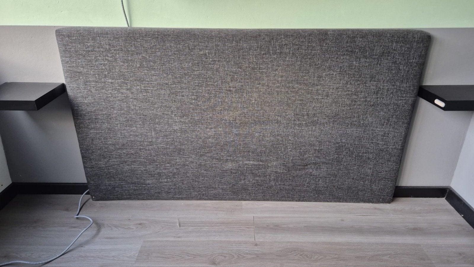 Grijze gestoffeerde hoofdbord 180x100 cm, Ophalen of Verzenden, Tweepersoons, Grijs, Stof