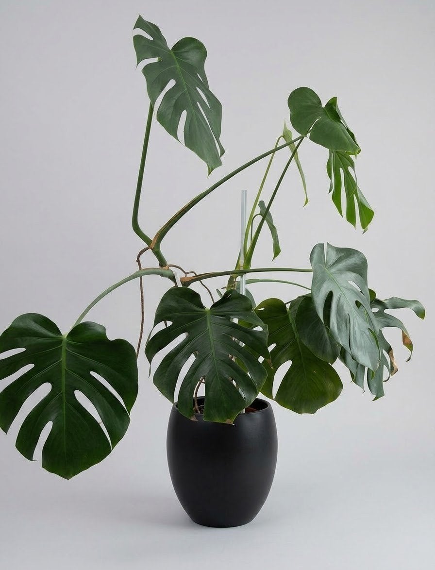 Monstera Deliciosa met Zwarte Vaas - Gezonde Plant, Vaste plant, Bloeit niet, Halfschaduw, Ophalen