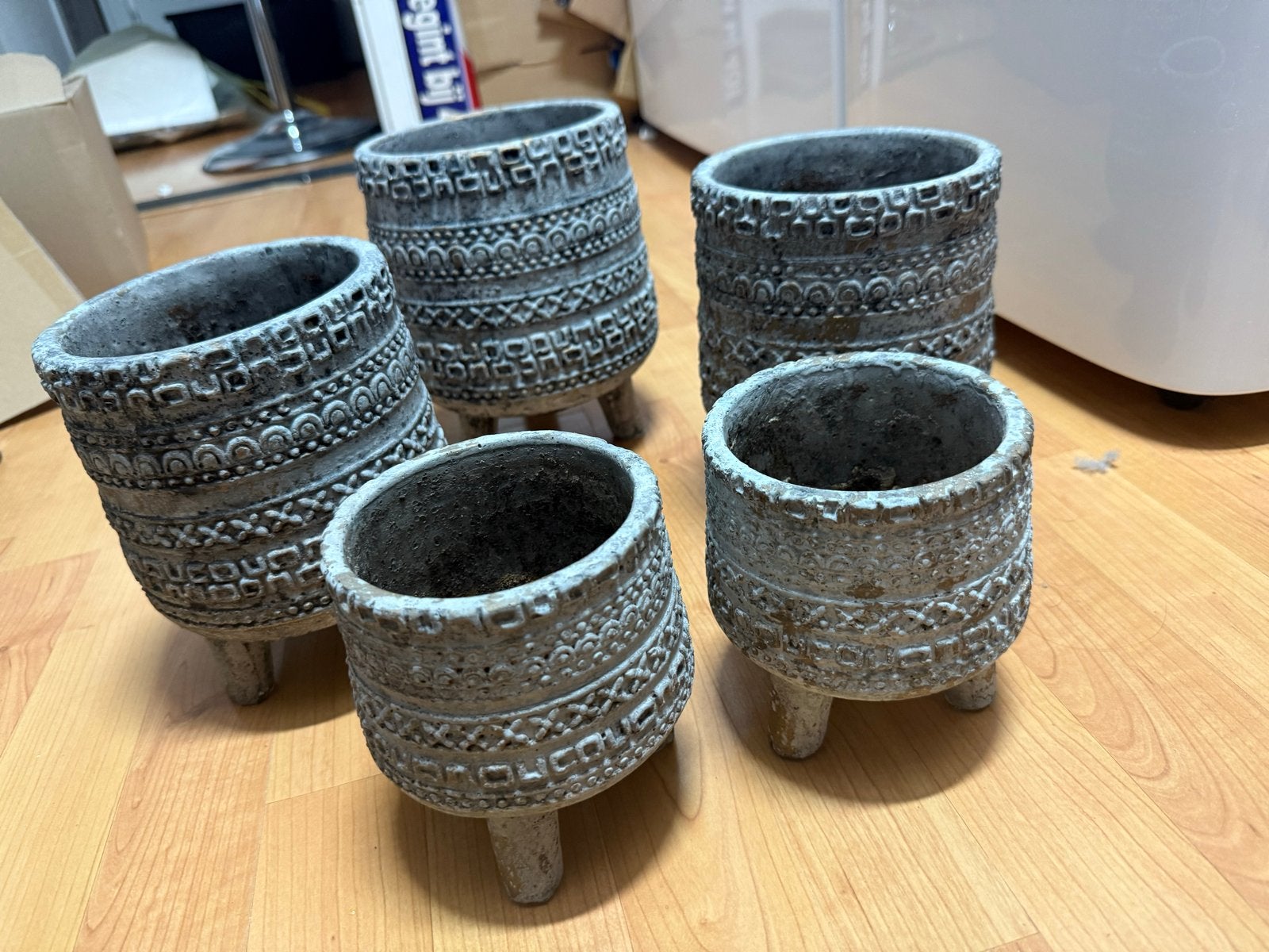 PTMD Set van 5 decoratieve bloempotten met voetjes, Gebruikt, Rond, Binnen, Ophalen of Verzenden