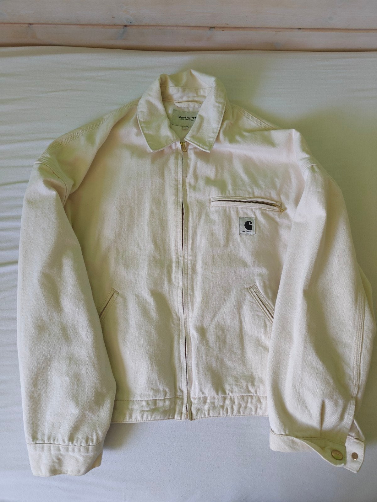 Carhartt WIP W' Derby Jacket - Maat M - kleur wit, Kleding | Heren, Maat 48/50 (M), Beige, Ophalen of Verzenden, Zo goed als nieuw