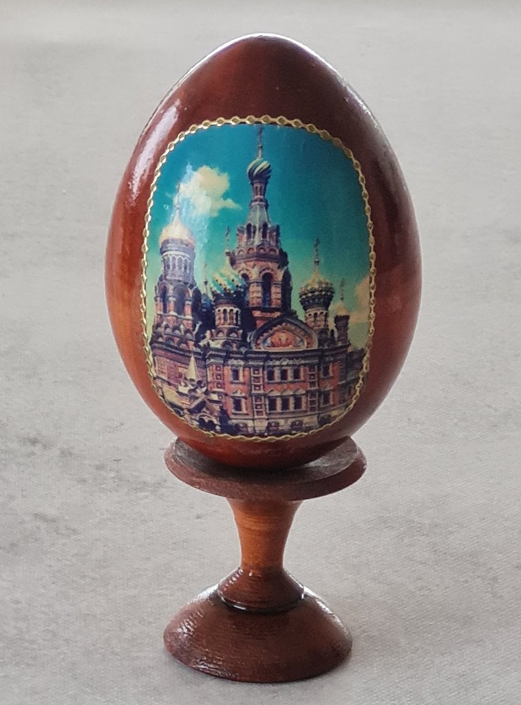 Russisch houten ei met houder, Ophalen of Verzenden