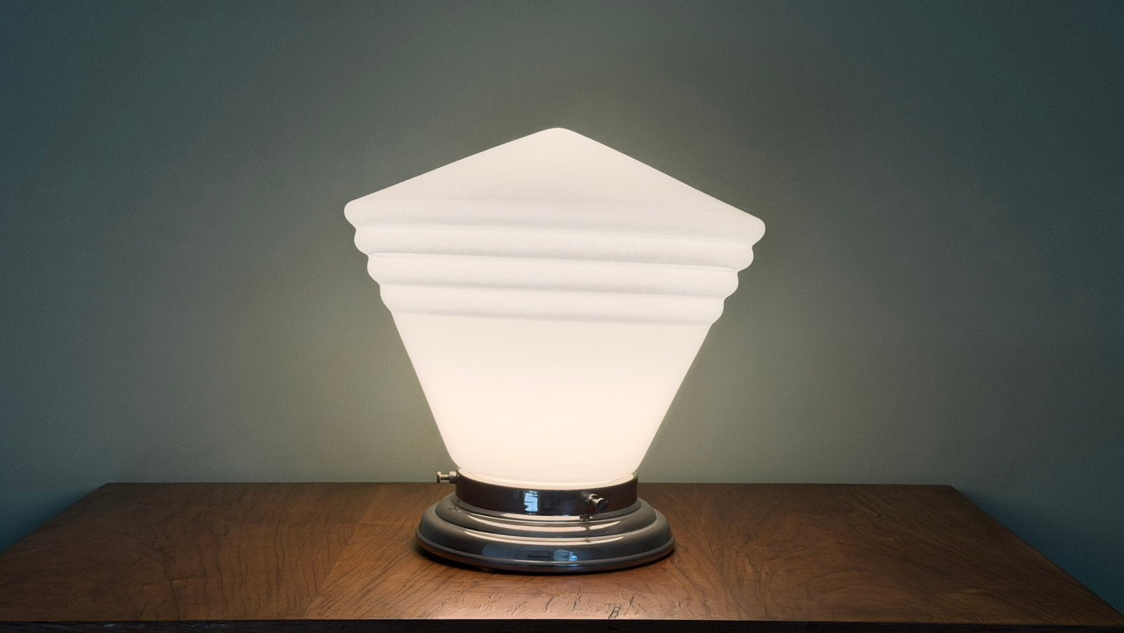 Vintage art deco luxe schoollamp Gispen/Giso stijl 1920-30, Gebruikt, Art deco, 25 cm, Wit