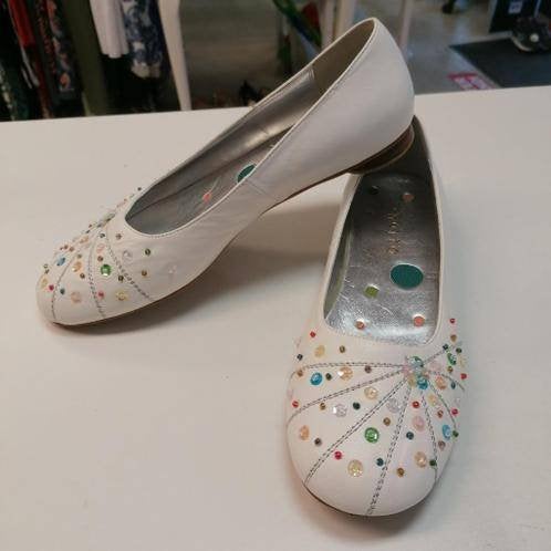 Invito wit leren ballerina schoenen + steentjes 40 nr 39314, ., Wit, Zo goed als nieuw, Invito