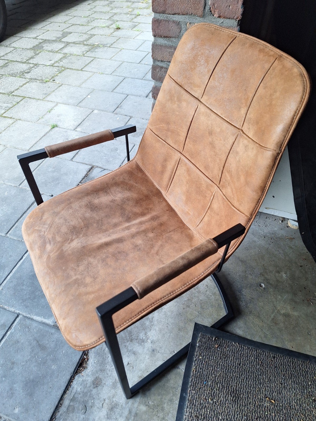4 x Industriële eetkamerstoel - Cognac, Ophalen, Gebruikt, Bruin, Stof