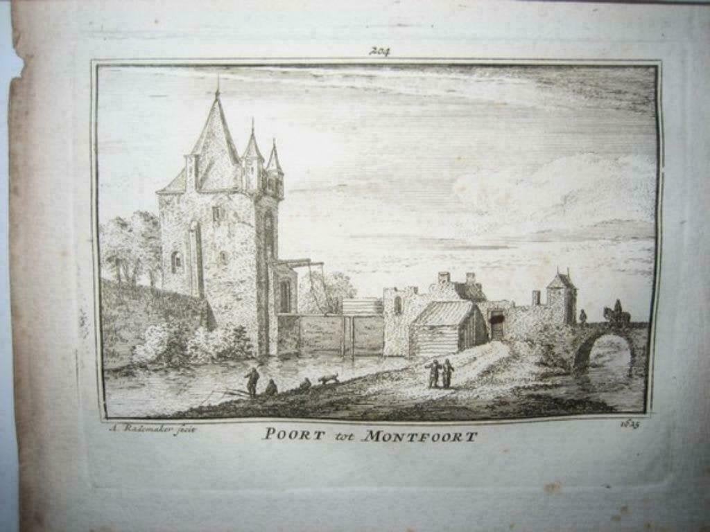 204 / Montfoort  de Poort Kopergravure 18e Eeuw, Ophalen of Verzenden