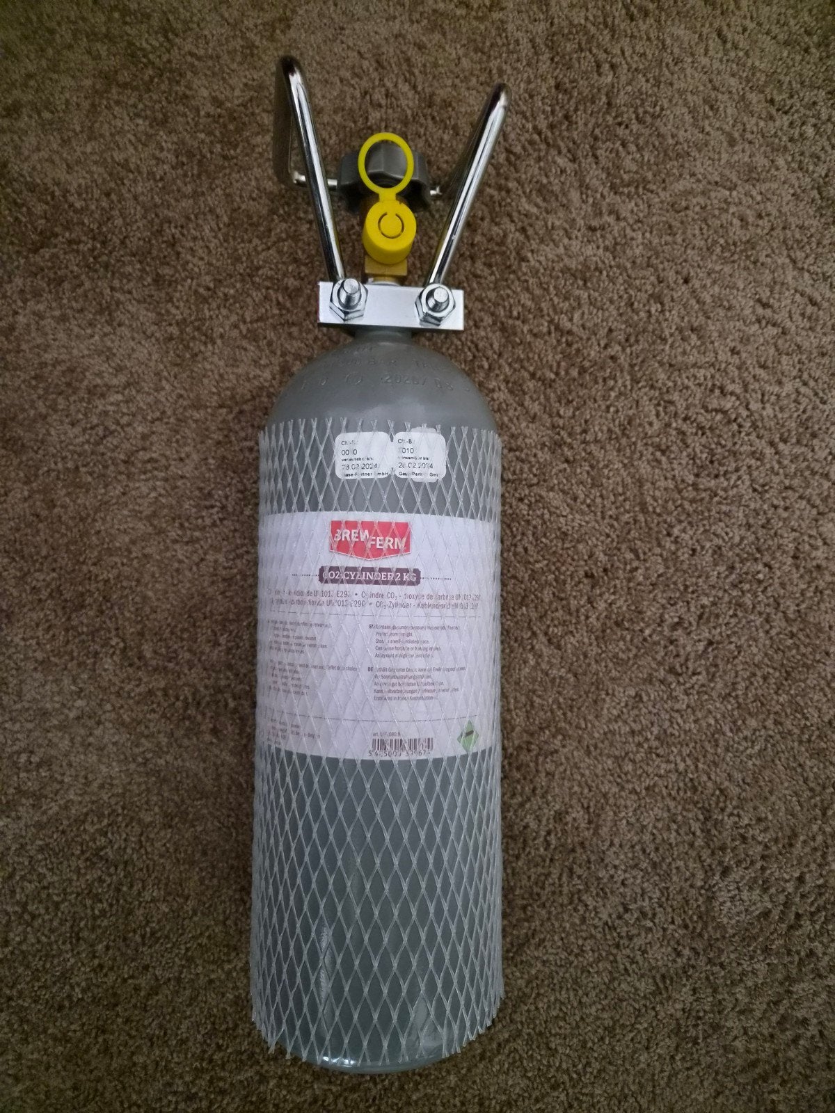 Brewferm CO2-cilinder 2 KG - nieuw  en gevuld, Ophalen, Nieuw
