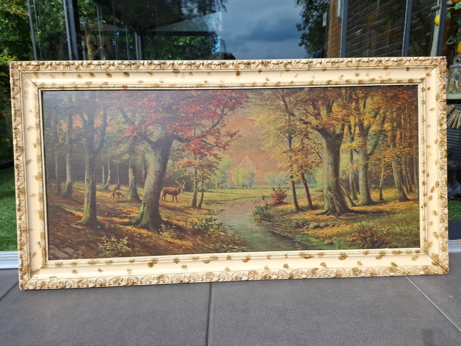 vitage hetfstbos met hertjes brocante barok lijst jaren 60, Ophalen