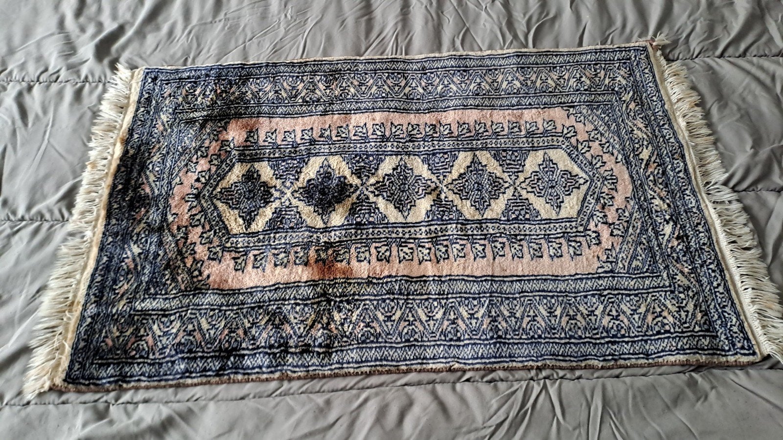 vintage tapijt met uniek patroon, Ophalen of Verzenden