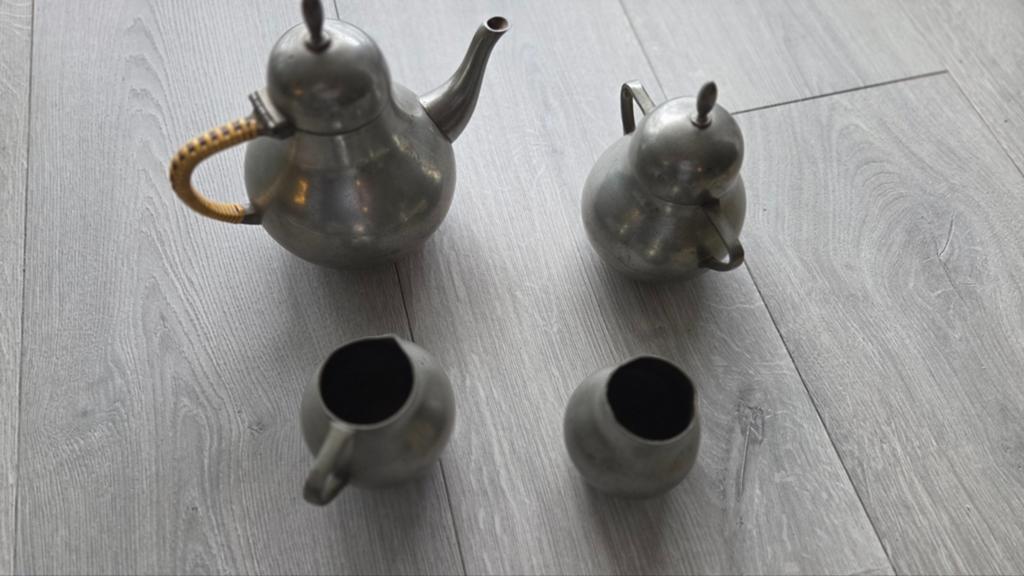 Tinnen thee servies set, Antiek en Kunst, Antiek | Tin, Ophalen of Verzenden