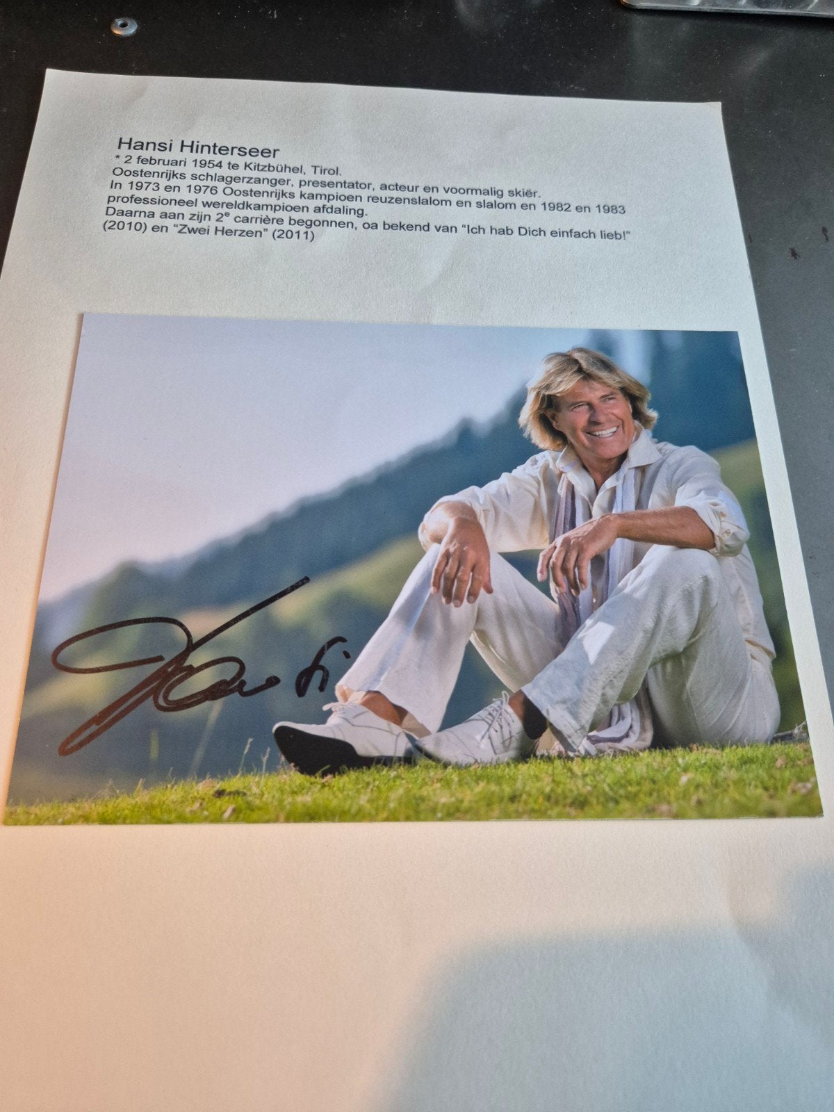 Gesigneerde foto Hansi Hinterseer, Ophalen of Verzenden, Zo goed als nieuw, Foto of Kaart, Gesigneerd