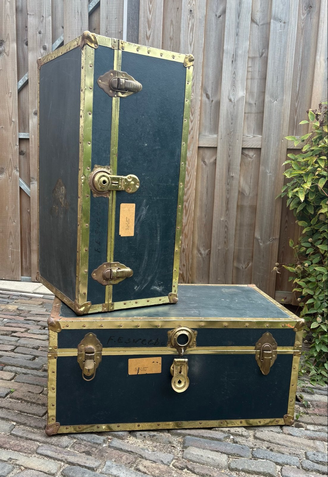 Vintage Kisten met Messing Beslag - Set van 2, Ophalen