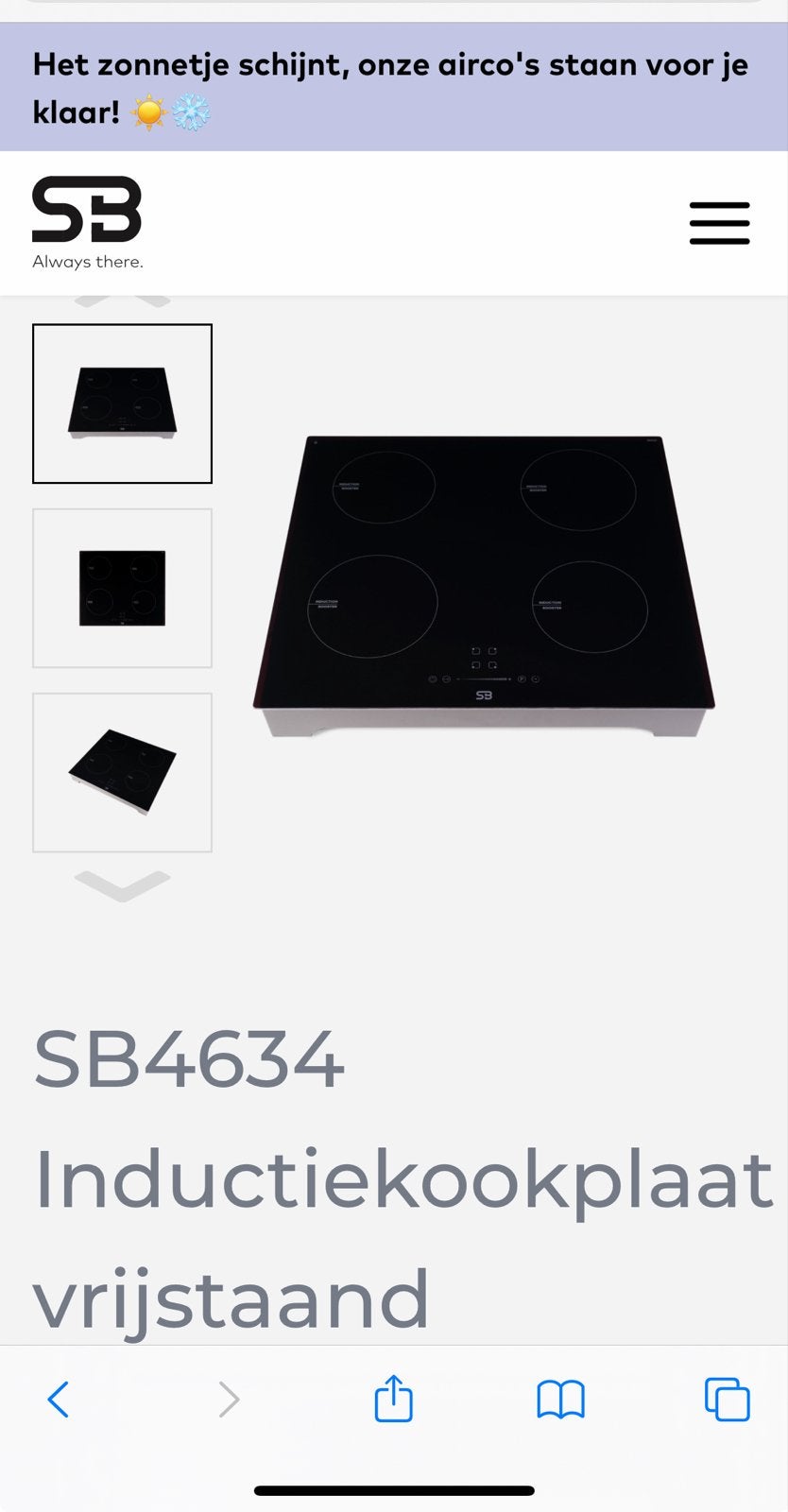 Gloednieuwe SB Inductiekookplaat met normale stekker, Witgoed en Apparatuur, Nieuw, Inductie, Vrijstaand, 4 kookzones