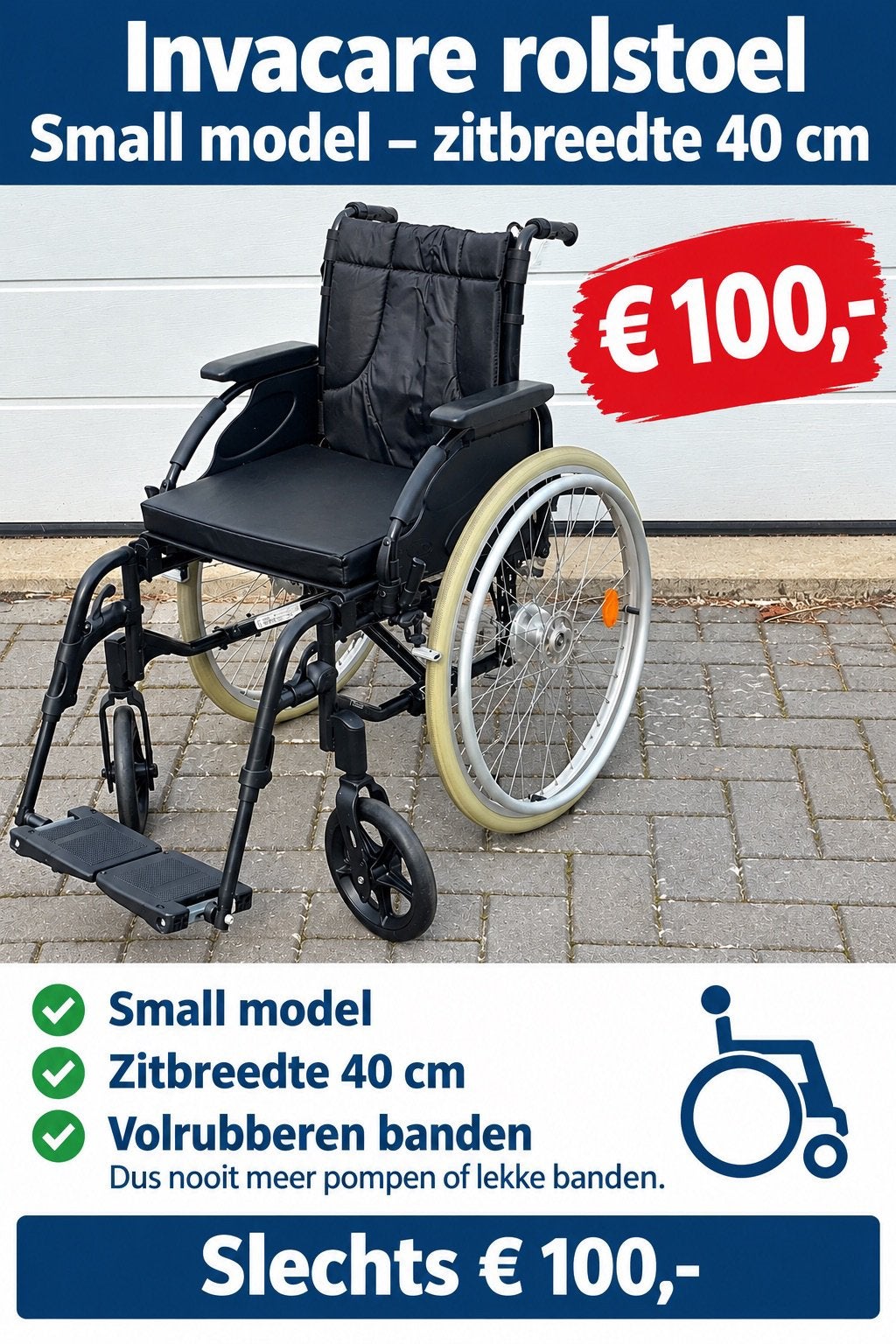 Mooie stevige inklapbare Rolstoel van Invacare, Invacare, Meer info ☎️0️⃣6️⃣➖2️⃣0️⃣9️⃣0️⃣1️⃣0️⃣4️⃣0️⃣, Zo goed als nieuw, Nederland