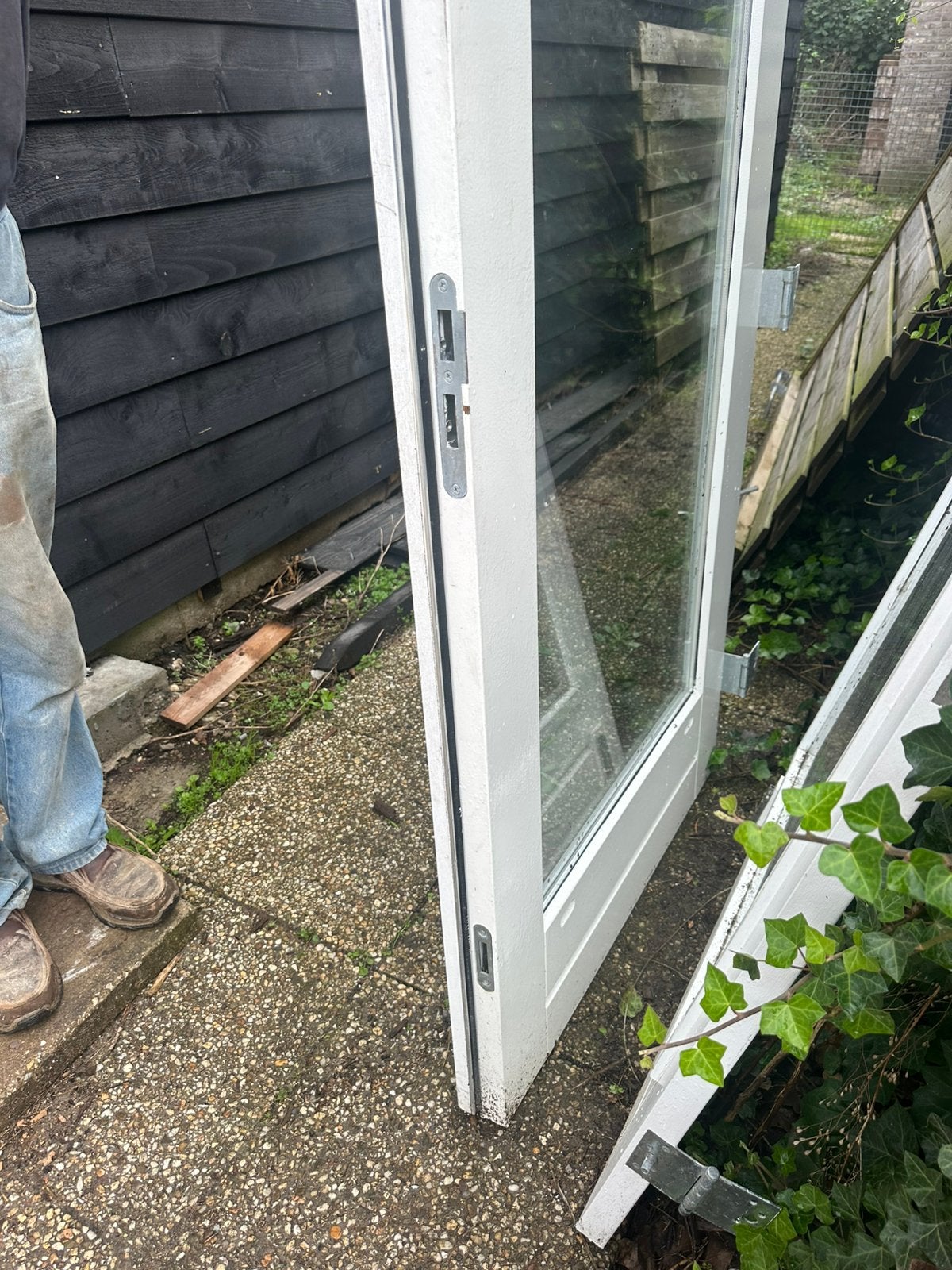 Hardhouten tuindeuren anti inbraak wit 2.00x0.91 en 0.90, Ophalen, Buitendeur, 200 tot 215 cm