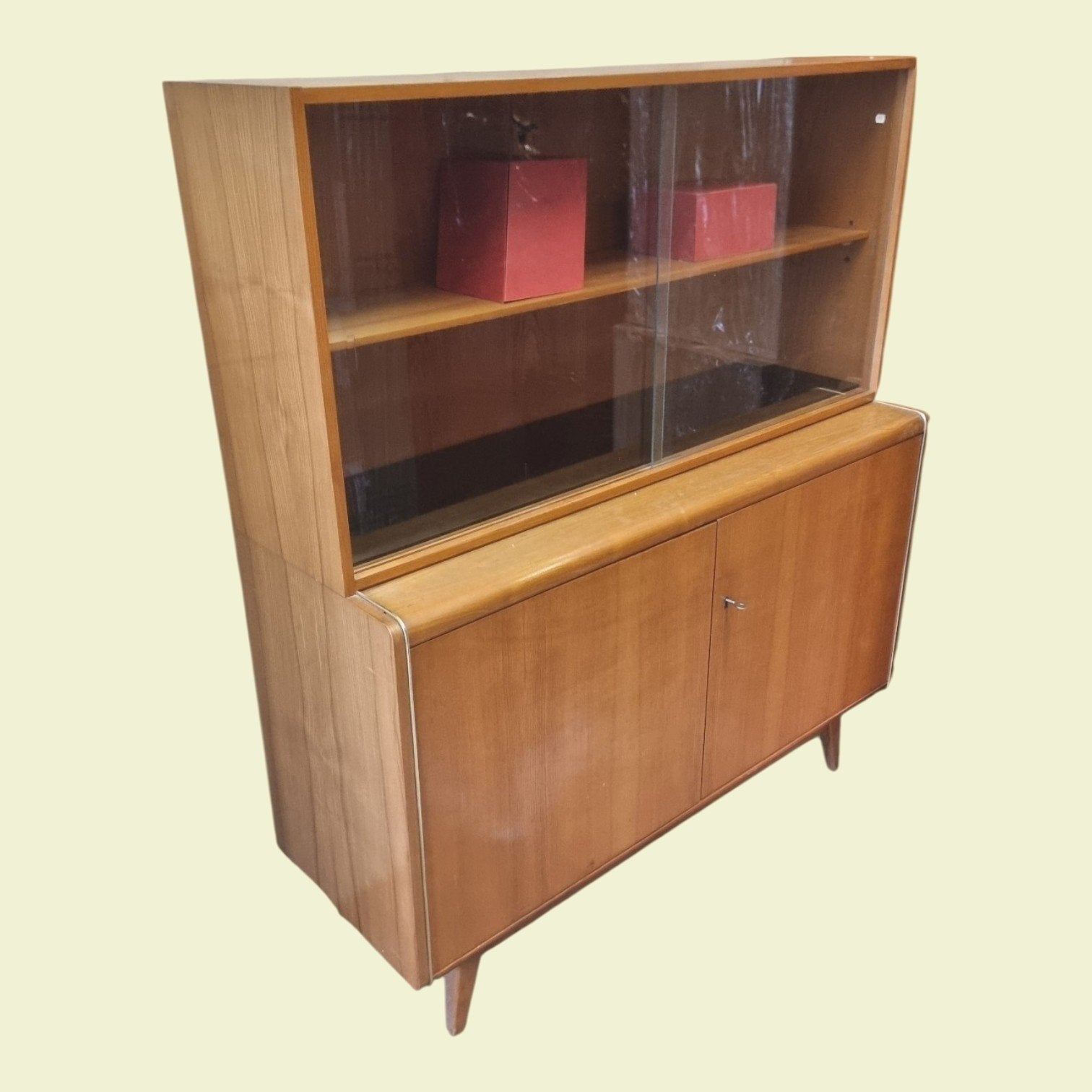 Vintage wandkasten met vitrine Jitona, Huis en Inrichting, Kasten | Vitrinekasten, ,, ,, Minder dan 100 cm, ,