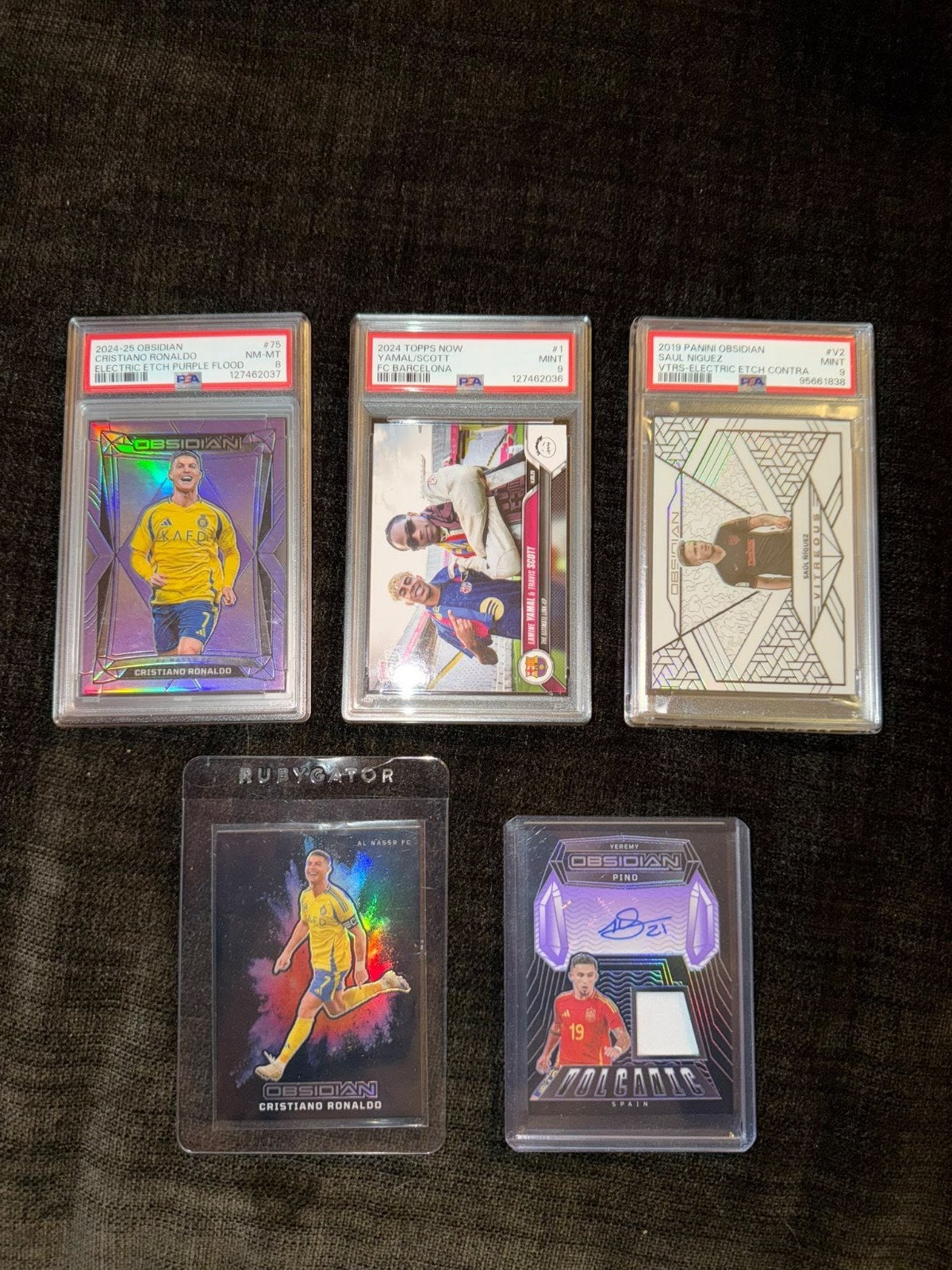 Panini en Topps kaarten met Cristiano Ronaldo Obsidian PSA 8, Ophalen of Verzenden, Zo goed als nieuw, Buitenlandse clubs, Spelerskaart
