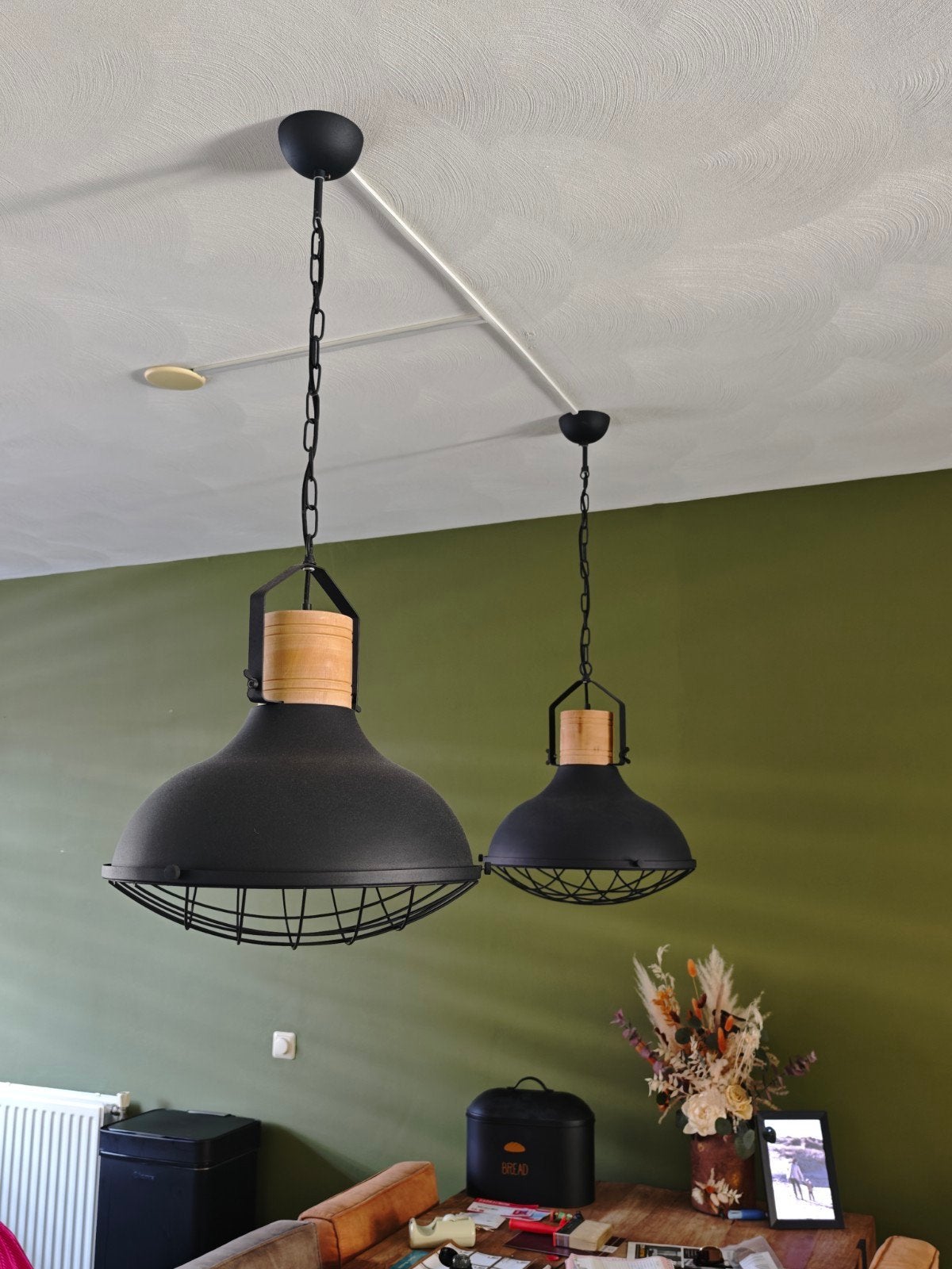 Twee industriële lampen van Brilliant (incl. dimbare lampen), Zo goed als nieuw, Industrieel, Hout, E27 (groot)