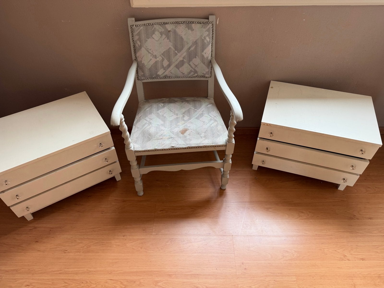 Vintage kastjes en stoel - Leuk setje, Antiek en Kunst, Antiek | Meubels | Kasten, Ophalen of Verzenden