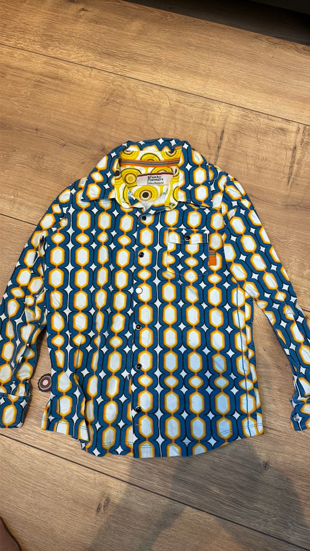 Overhemd 122/128 4 funky flavours, Ophalen, Gebruikt, Jongen, Overhemd of Blouse
