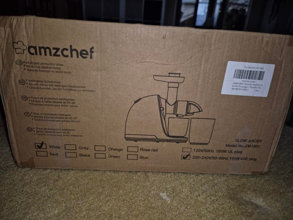 Nieuwe Amzchef Slowjuicer - Model ZM1501, Ophalen of Verzenden, Nieuw, Elektrisch, Slowjuicer