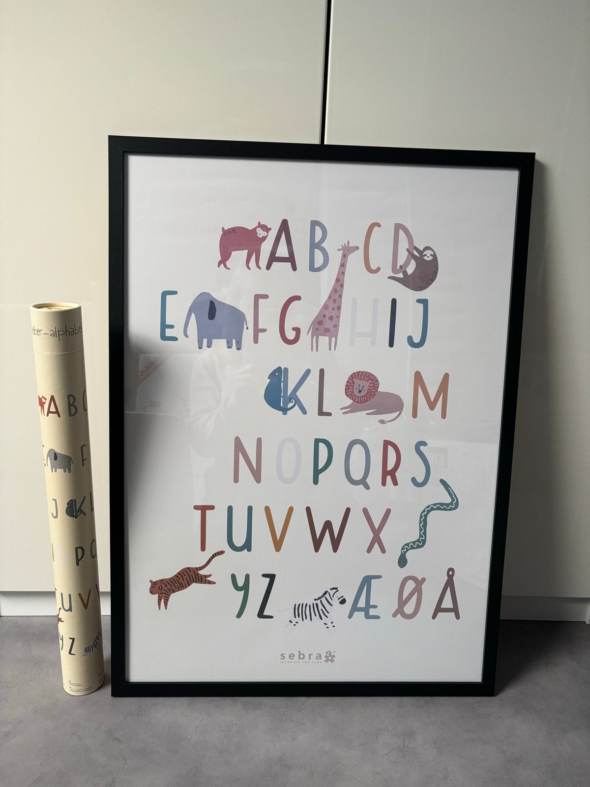 Sebra Alfabet Poster met Dieren - Ingelijst, Ophalen, 50 – 75, 50 tot 75 cm, Print