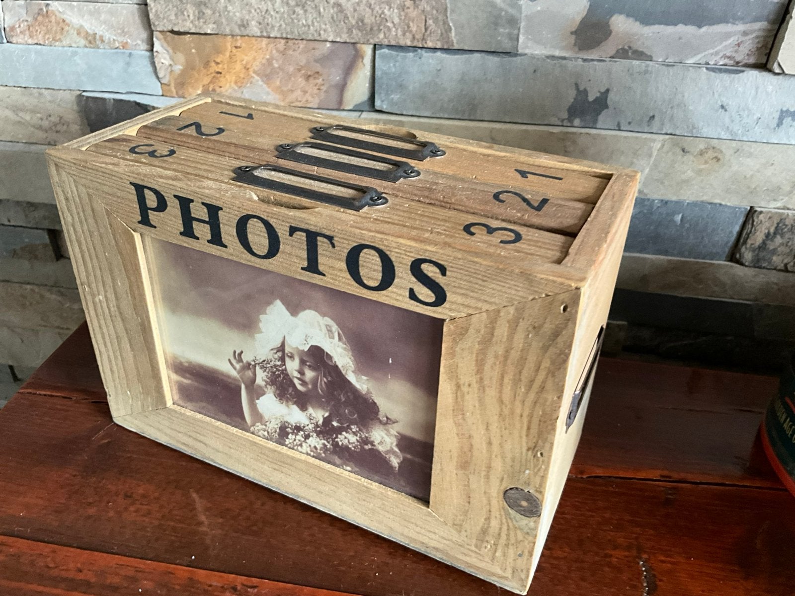 Rustieke houten opbergbox voor fotos memories box, Ophalen of Verzenden