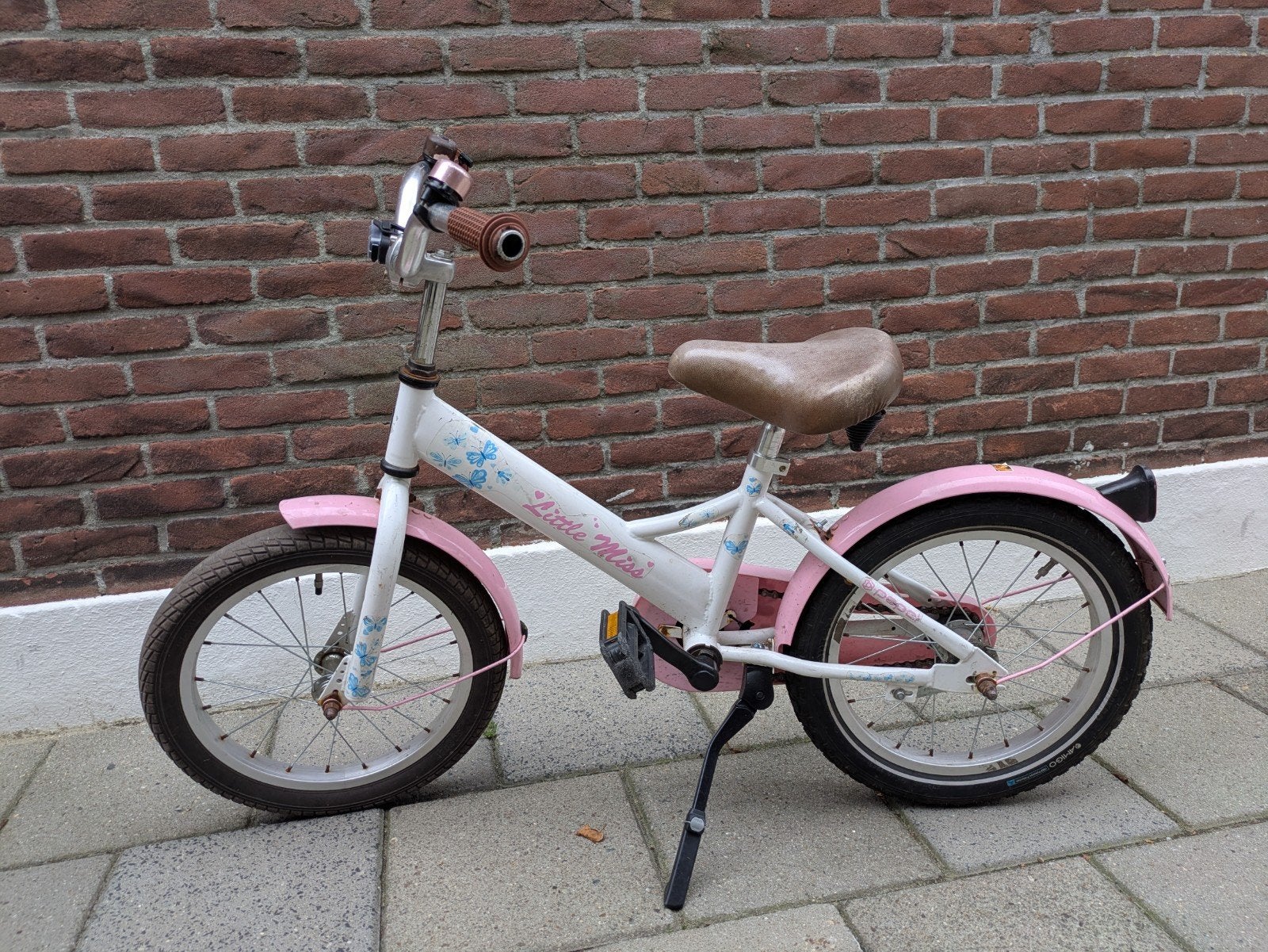 Kinderfiets Little Miss - Roze/Wit (16 inch), Ophalen, Terugtraprem, Gebruikt, Little Miss
