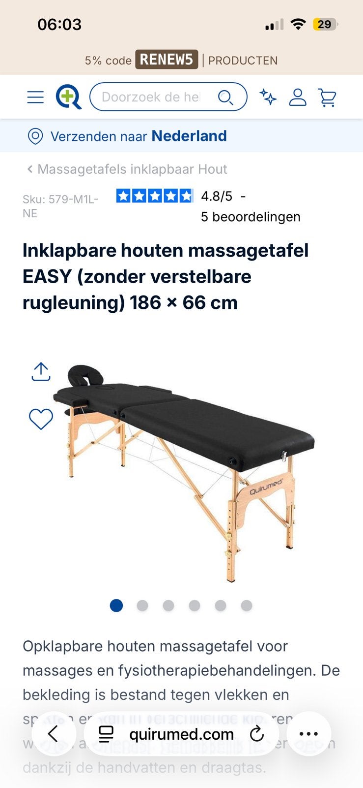 Inklapbare massagetafel, Sport en Fitness, Massageproducten, Ophalen, Zo goed als nieuw, Massagetafel