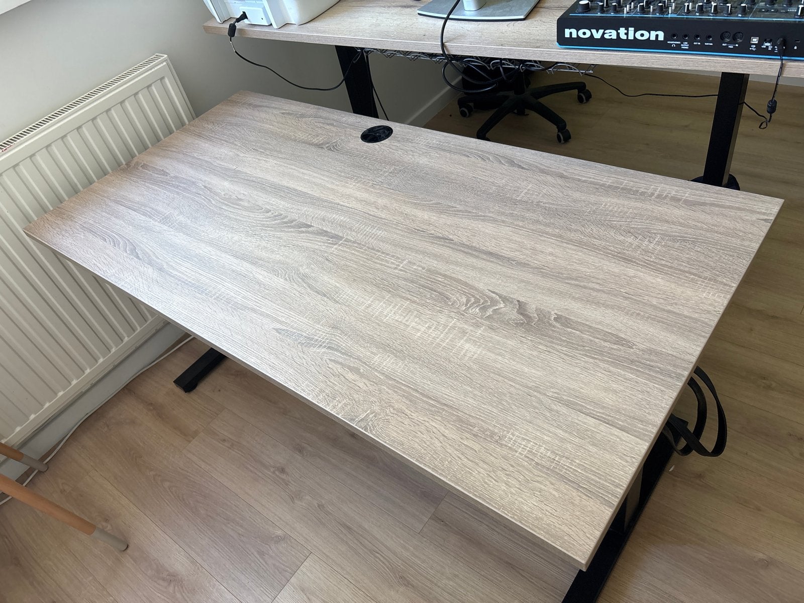 Fineren eiken bureaublad 160x80cm met kabelgoot, Huis en Inrichting, Bureaus, Ophalen, 160 cm, Hout, Kabelgoot