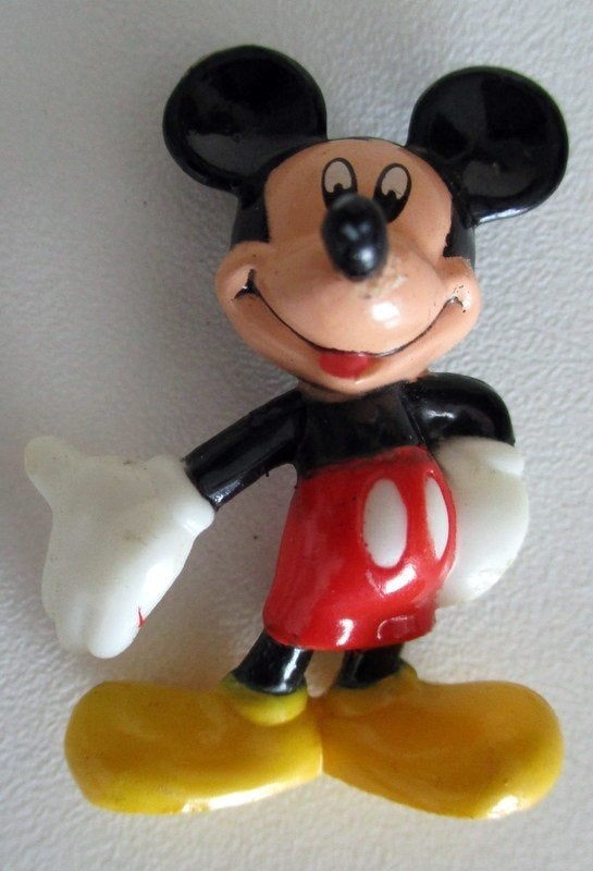 VINTAGE MINI MIKEY MOUSE Disney 1970 (hard plastic), Verzenden, Mickey Mouse, Zo goed als nieuw, Beeldje of Figuurtje