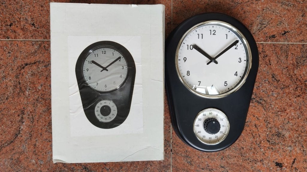 Wandklok klok Quartz ø 22 cm, Ophalen of Verzenden, Nieuw, Zwart, Wandklok