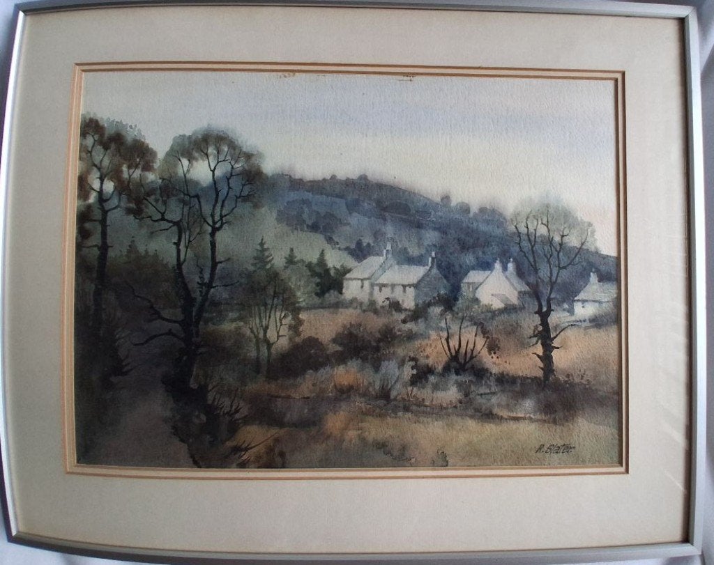 Richard Slater aquarel Cornwall, Bijzondere lijst, Ophalen of Verzenden, Landschap, Papier