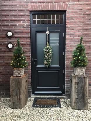 Decoratieve houten zuil/meerpaal met authentieke ringen, Huis en Inrichting, Ophalen, Hout, Gebruikt, Landelijk