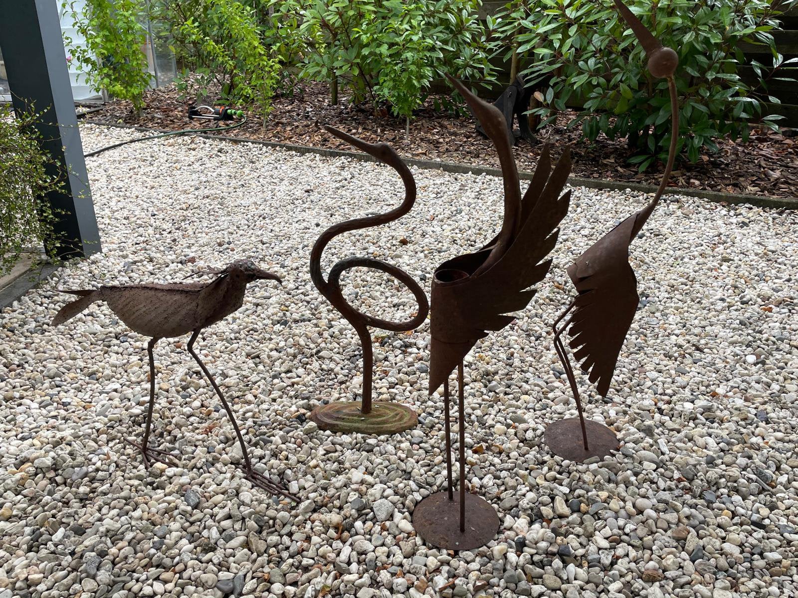 Ijzeren vogels 3 staalplaat en 1 masief ijzer., Tuin en Terras, Ophalen, Gebruikt