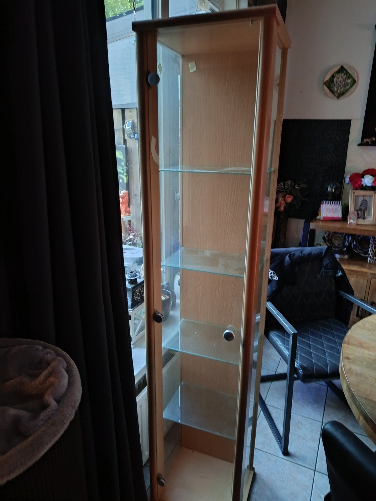 Hoek kast  alleen de licht bruine nog, Huis en Inrichting, Kasten | Vitrinekasten, Ophalen, 25 tot 50 cm, Glas, 50 tot 100 cm