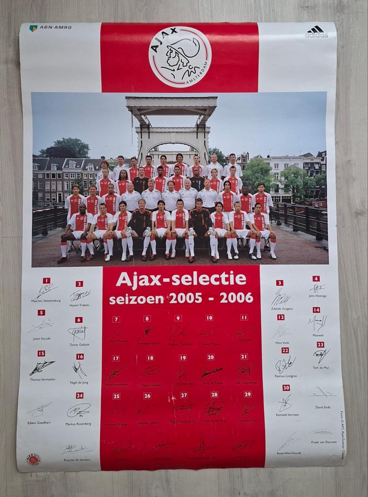 Ajax selectie poster seizoen 2005-2006, Ophalen, Gebruikt, Ajax, Poster, Plaatje of Sticker