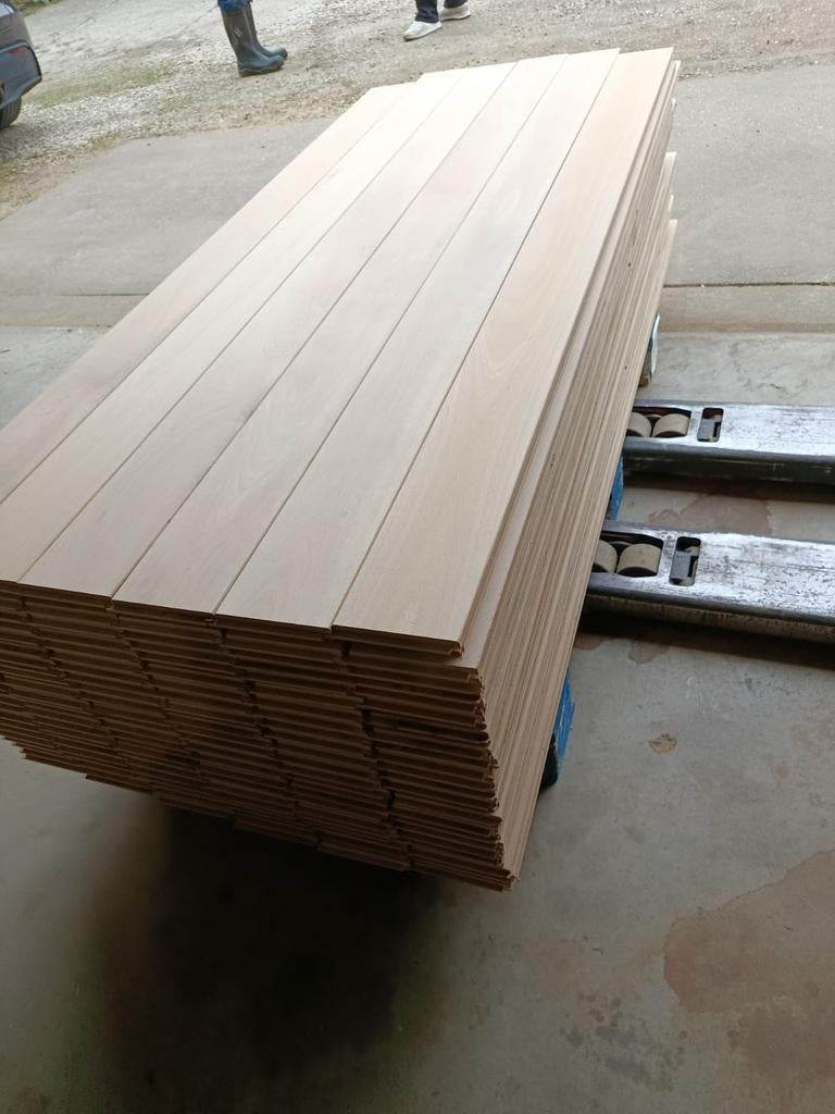 28M2 massieve beuken vloer #VERNIEUWD#, Doe-het-zelf en Verbouw, Vloerdelen en Plavuizen, Vloerdelen of -planken, Hout, 150 cm of meer