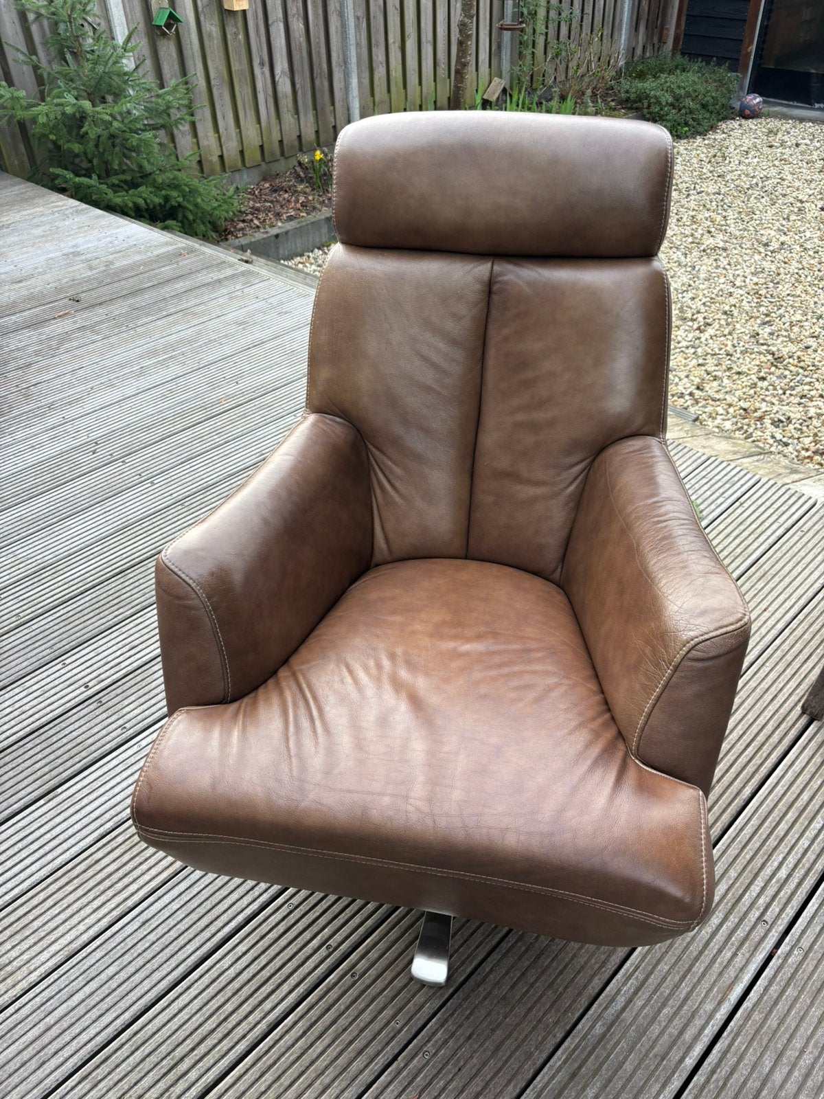 Lederen fauteuil, Huis en Inrichting, Ophalen, Gebruikt, 50 tot 75 cm, Leer