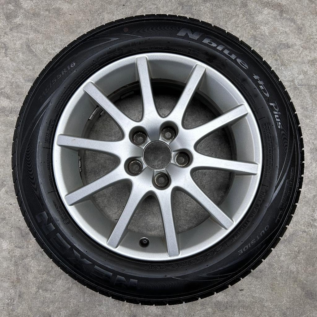 16 inch originele velgen + zomerbanden SAAB 9-5 / 9-3, 16 inch, Banden en Velgen, Ophalen of Verzenden, Saab