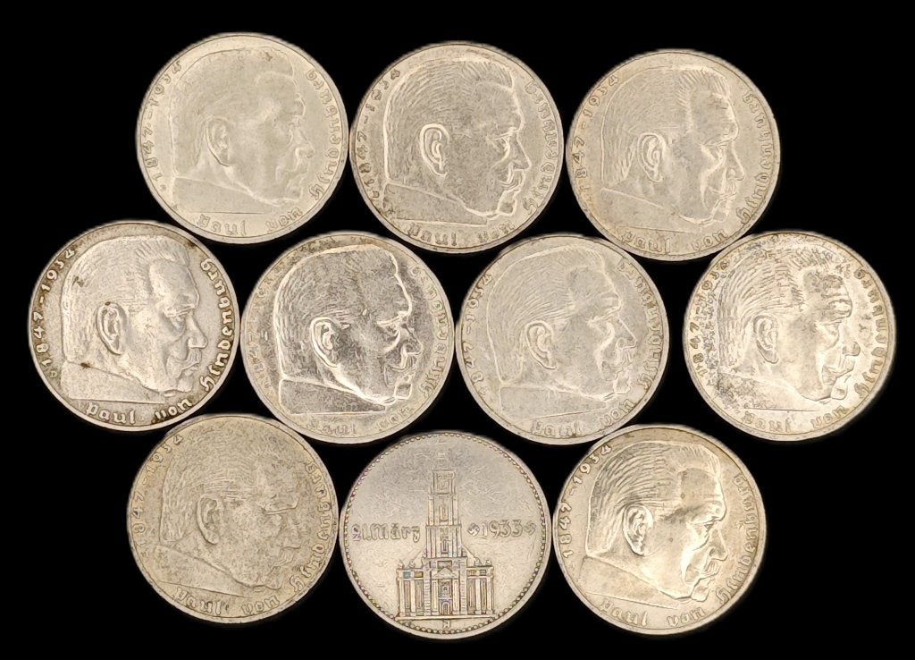 10x 2 Reichsmark Duitsland Derde Rijk, Ophalen of Verzenden, Duitsland, Setje, Zilver