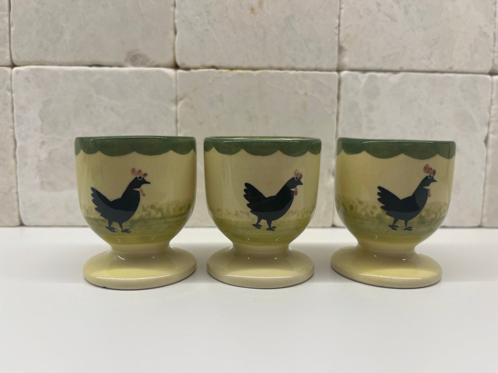 Zeller ‘Hahn und Henne’ haan & kip 3 eierdopjes, Antiek en Kunst, Ophalen of Verzenden